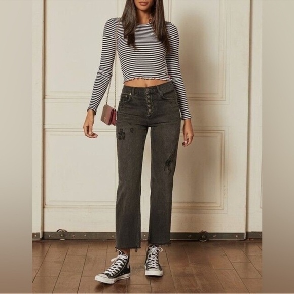 Boyish Mikey High Rise Button Fly Raw Hem Jeans Moonfleet - Picture 3 of 12